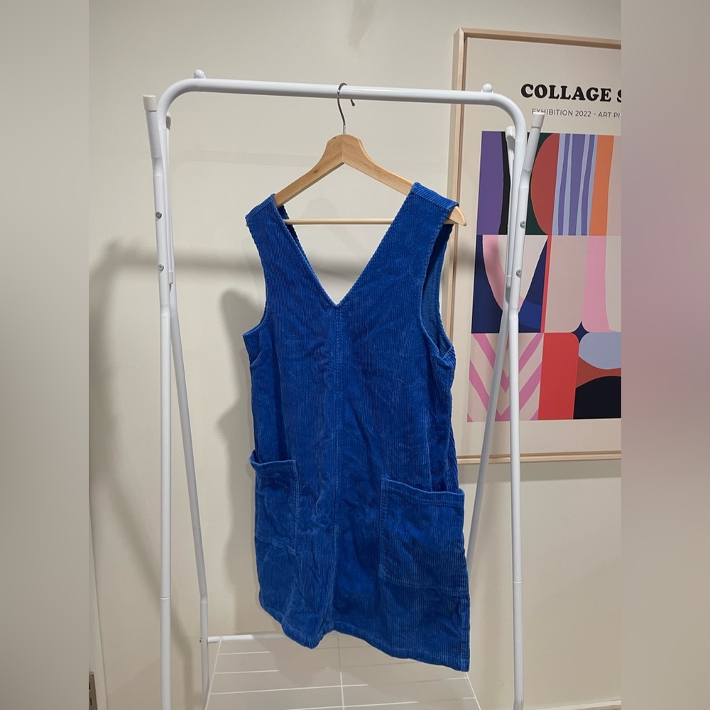 Electric blue corduroy pinafore dress